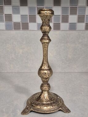 Vintage Wainberg Brass Candlestick Jerusalem 8.5"